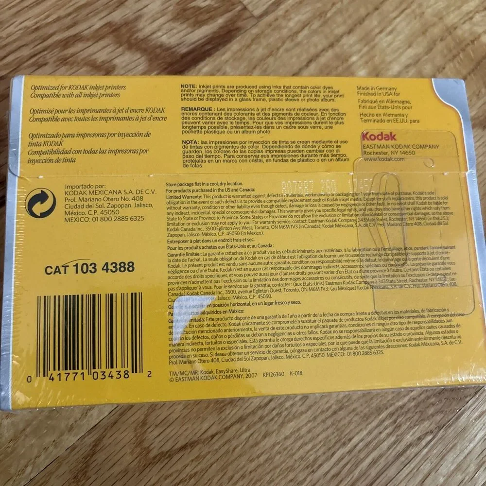 New Kodak 1034388 Premium Photo Paper 4‎ X 6 Gloss 100 Pack Sheets Instant Dry